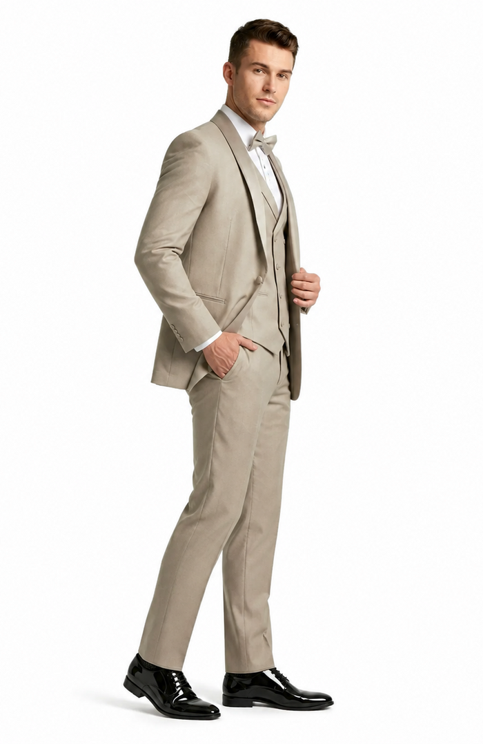 Champagne Modern Shawl Lapel Tuxedo Set – Wedding & Prom