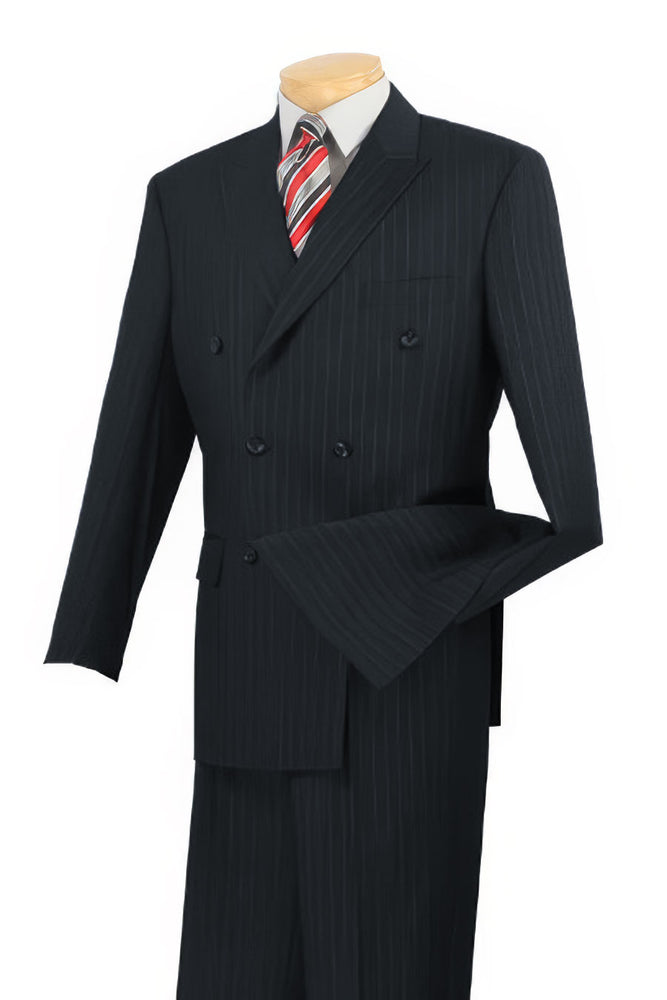 Double Breasted Pinstripe Suit Charcoal