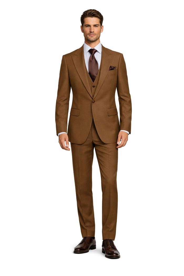 Chestnut Monarch Brown 3-Piece Gentleman's Tailor Suit by Rossiman