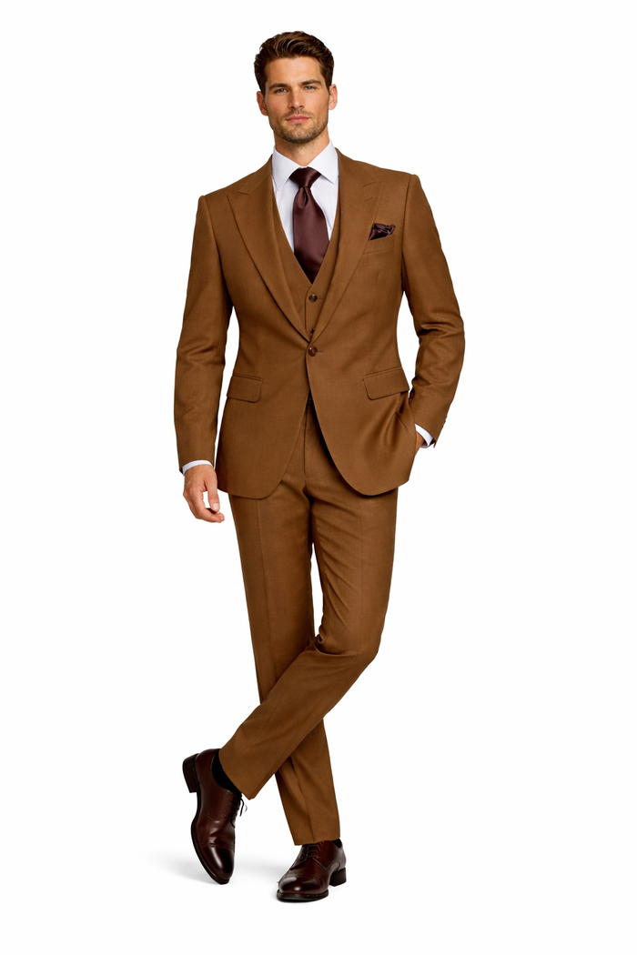 Chestnut Monarch Brown 3-Piece Gentleman's Tailor Suit by Rossiman