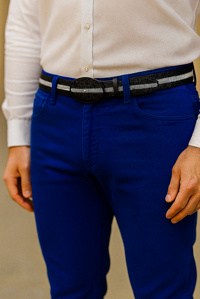 Cinto Vaquero Negro Black All-Over Genuine Stingray Rowstone Finish Belt