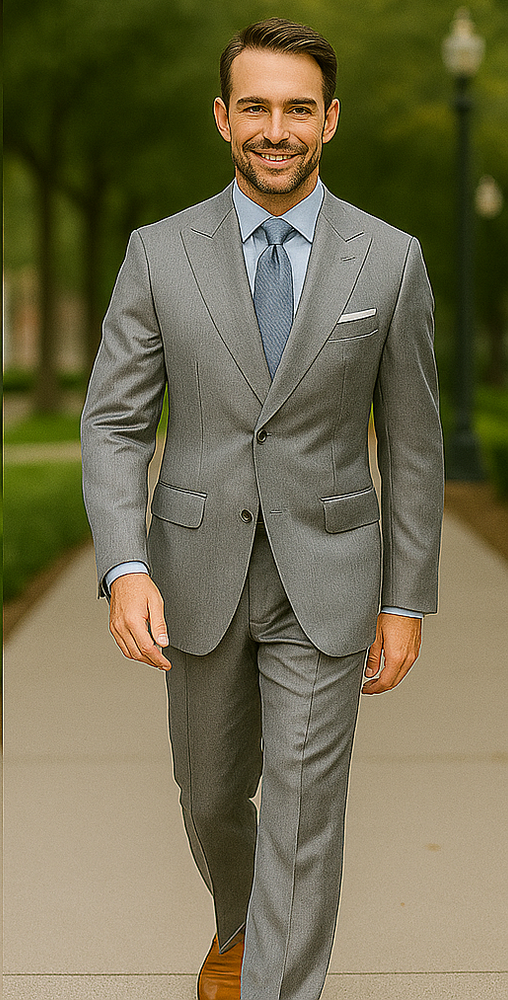 Classic 3PC 2 Button Suit Super 150's 1 Pleat Pants Italian Fabric Gray