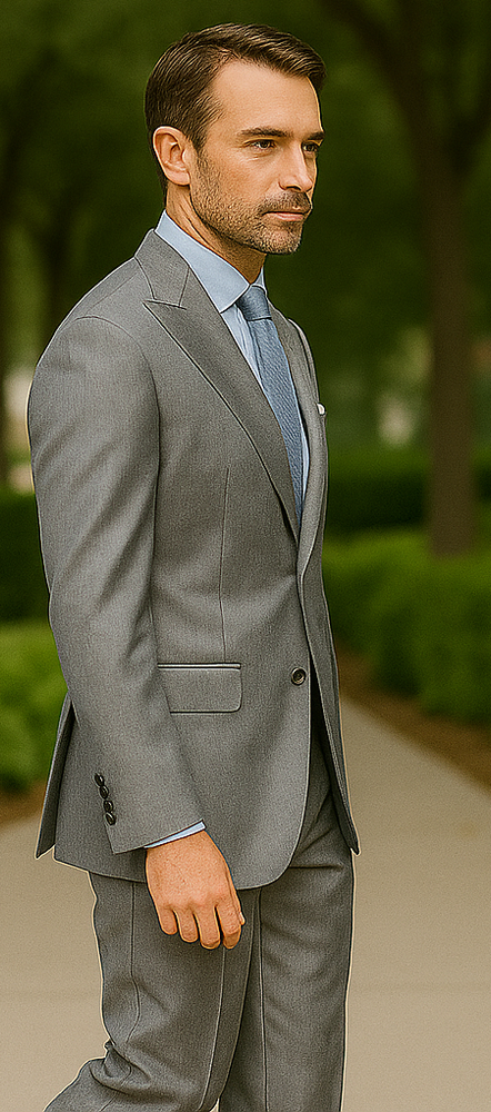 Classic 3PC 2 Button Suit Super 150's 1 Pleat Pants Italian Fabric Gray