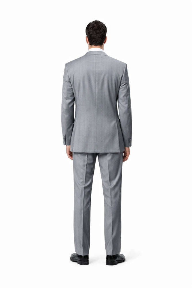 Classic 3PC 2 Button Suit Super 150's 1 Pleat Pants Italian Fabric Gray
