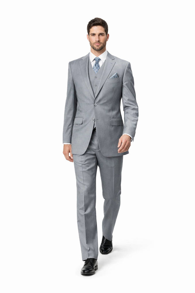 Classic 3PC 2 Button Suit Super 150's 1 Pleat Pants Italian Fabric Gray