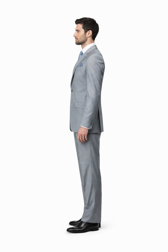 Classic 3PC 2 Button Suit Super 150's 1 Pleat Pants Italian Fabric Gray