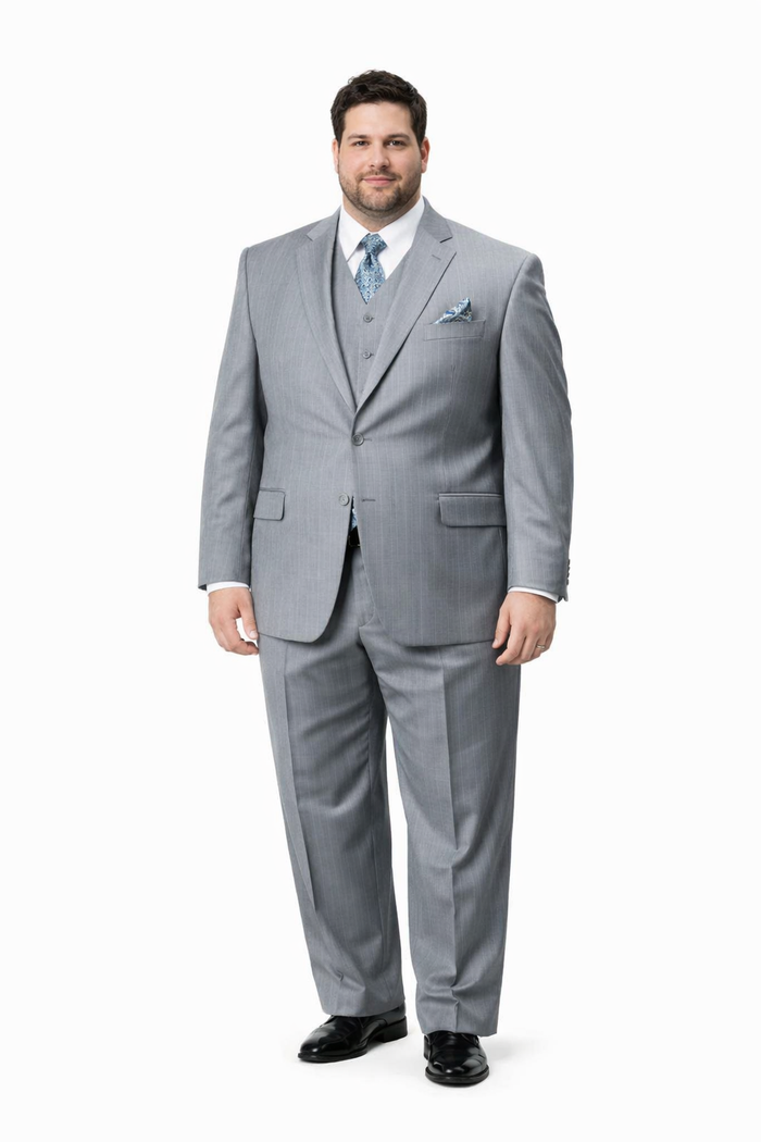 Classic 3PC 2 Button Suit Super 150's 1 Pleat Pants Italian Fabric Gray