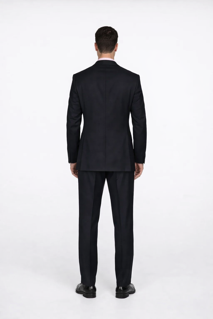 CLASSIC DOUBLE BREASTED SUITS SOLID COLOR BLACK Men's SUIT