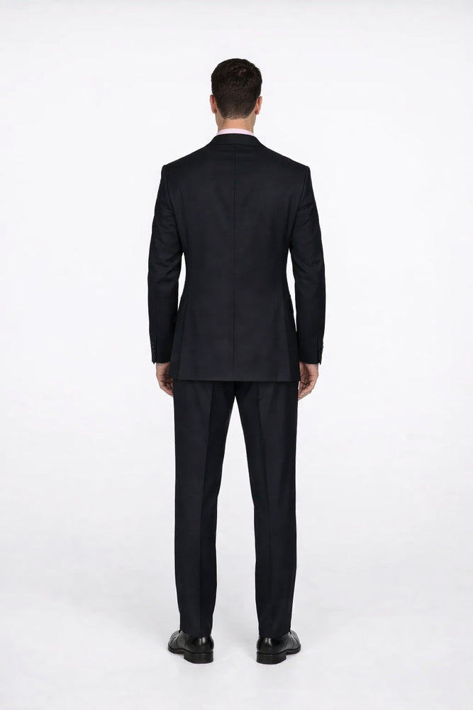 CLASSIC DOUBLE BREASTED SUITS SOLID COLOR BLACK Men's SUIT