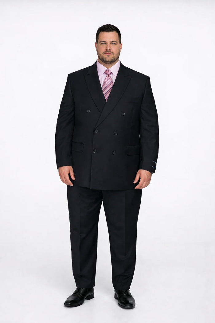 CLASSIC DOUBLE BREASTED SUITS SOLID COLOR BLACK Men's SUIT