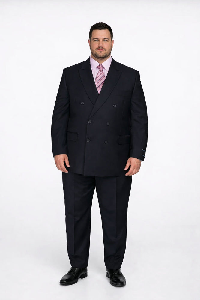 CLASSIC DOUBLE BREASTED SUITS SOLID COLOR BLACK Men's SUIT