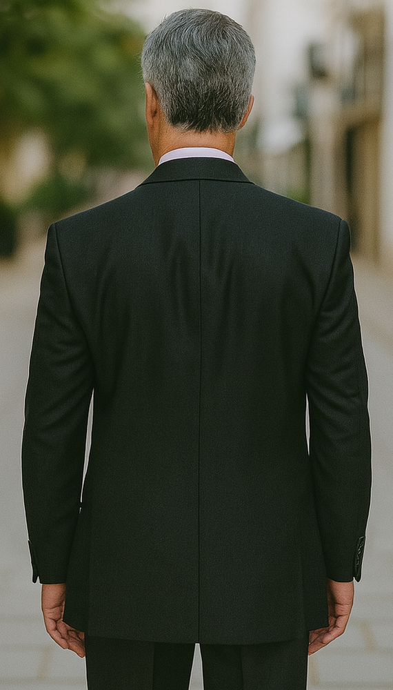 CLASSIC DOUBLE BREASTED SUITS SOLID COLOR BLACK Men's SUIT