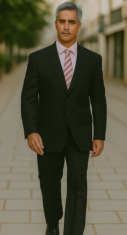 CLASSIC DOUBLE BREASTED SUITS SOLID COLOR BLACK Men's SUIT