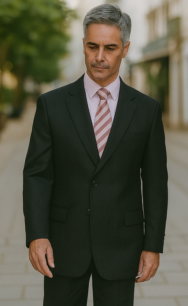 CLASSIC DOUBLE BREASTED SUITS SOLID COLOR BLACK Men's SUIT