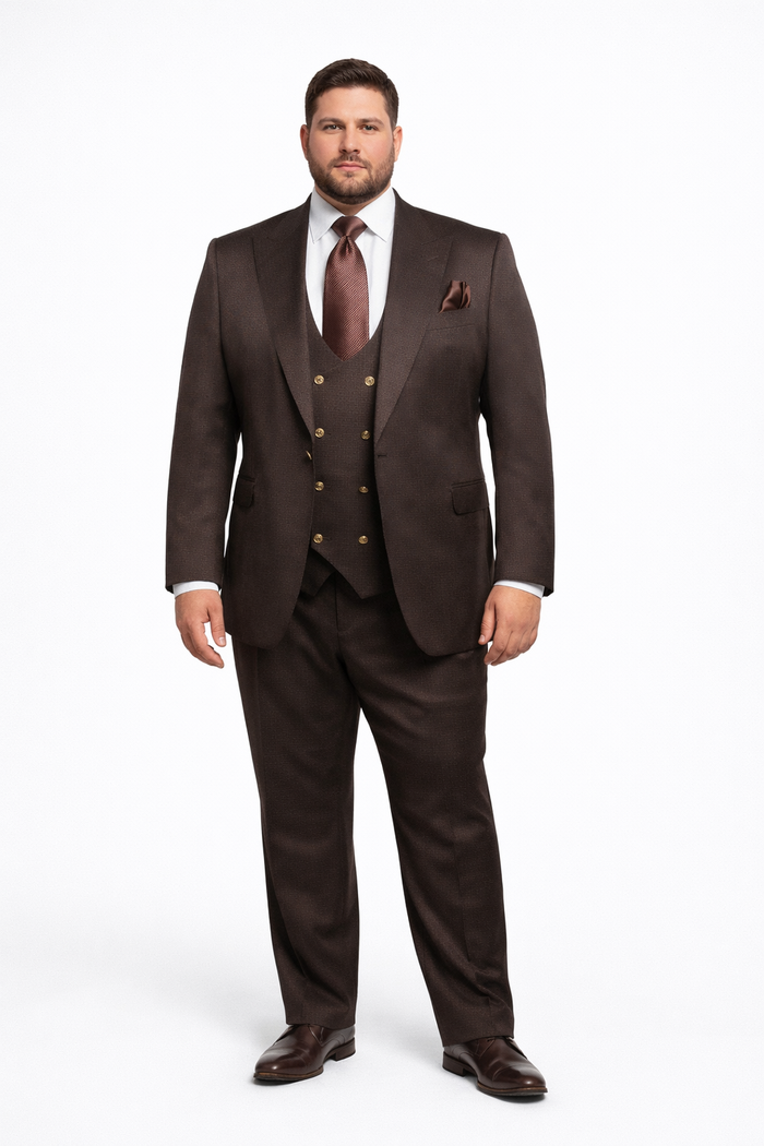 Espresso Regent Textured 3-Piece Prestige Suit by Rossiman