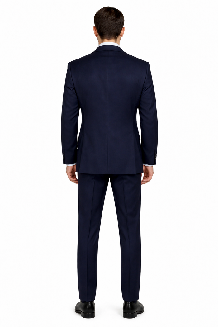 Classic Fit - Navy Suit - Three Button Vested Suit - Athletic Fit