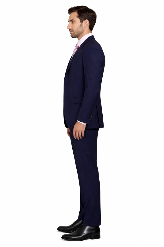 Classic Fit - Navy Suit - Three Button Vested Suit - Athletic Fit