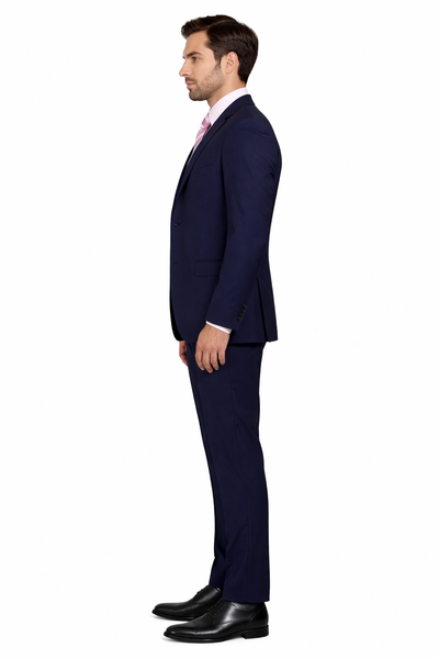 Classic Fit - Navy Suit - Three Button Vested Suit - Athletic Fit