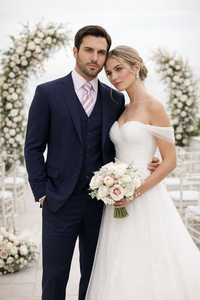 Classic Fit - Navy Suit - Three Button Vested Suit - Athletic Fit