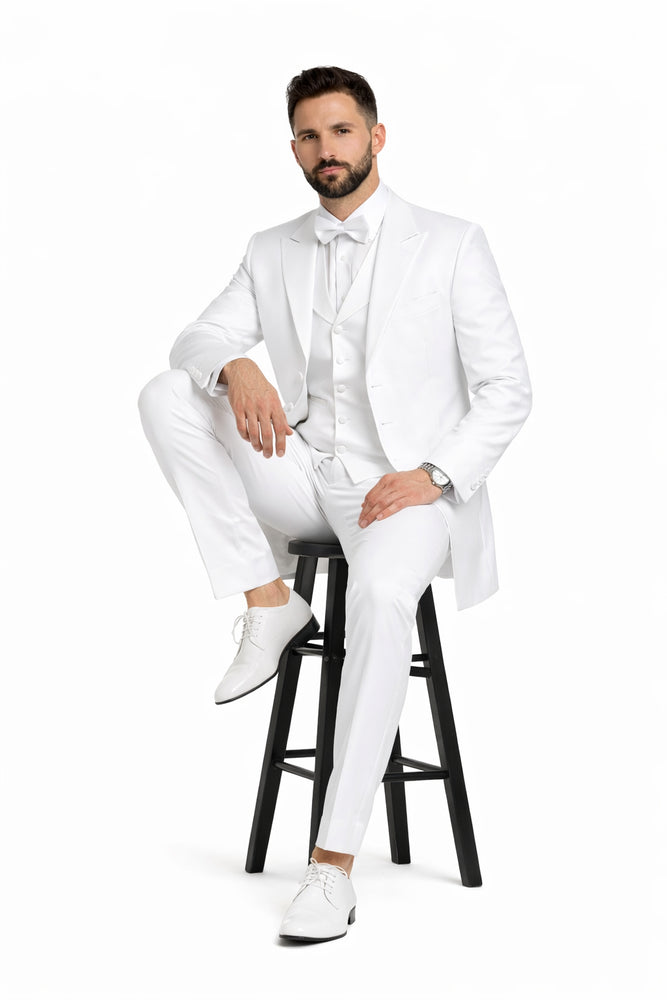 Classic Modern Longer 36 Inch White zoot Tuxedo For Men