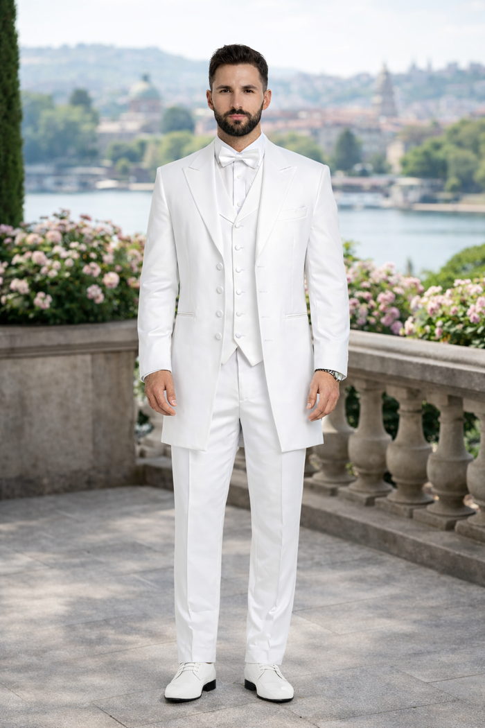 Classic Modern Longer 36 Inch White zoot Tuxedo For Men