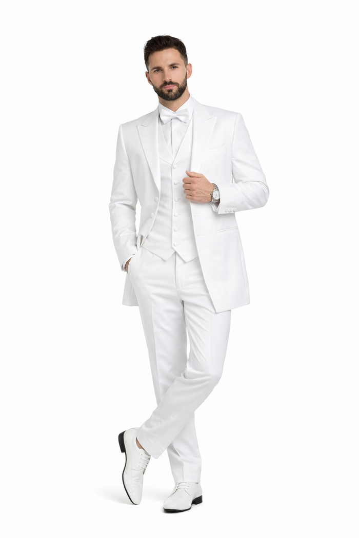 Classic Modern Longer 36 Inch White zoot Tuxedo For Men