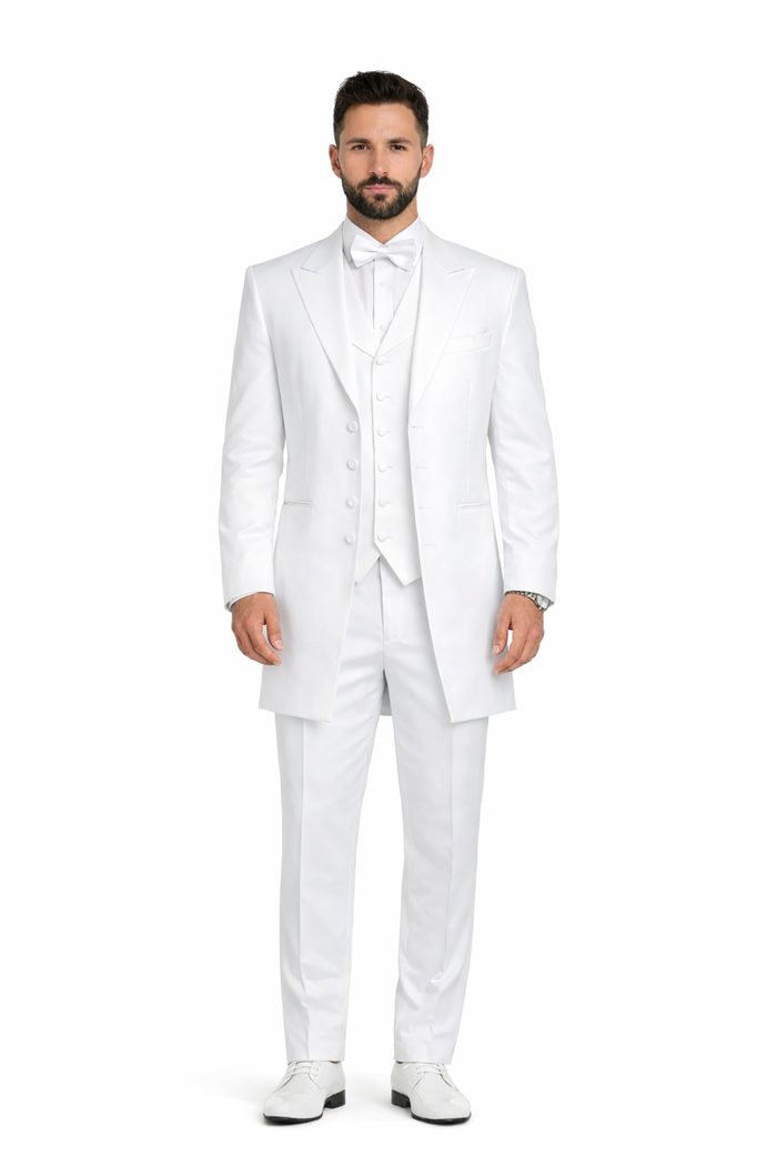 Classic Modern Longer 36 Inch White zoot Tuxedo For Men