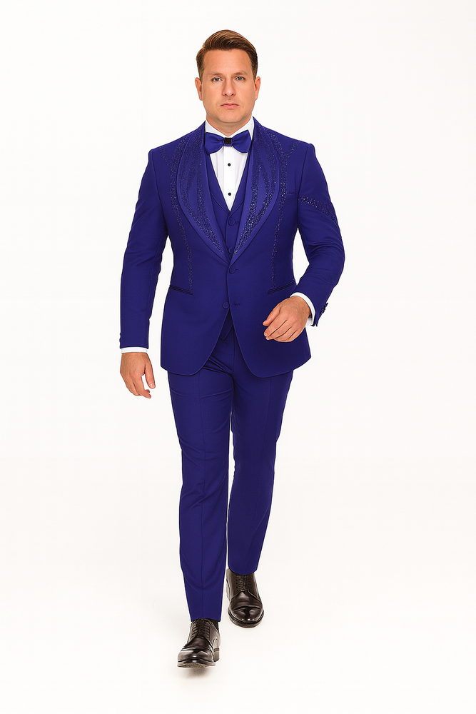 Royal Blue Italian Wool 3-Piece Modern Fit Tuxedos