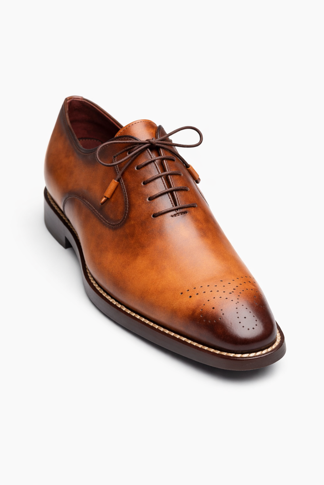 Mezlan Shoes Made in Spain - Mezlan Gavino Cognac Calfskin Leather Oxford