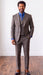 Statement Men's 3-Piece 100% Wool Tailored Fit Plaid Suit - Double Breasted Vest - Brown