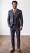 Statement Men's 3-Piece 100% Wool Tailored Fit Plaid Suit - Double Breasted Vest - Navy