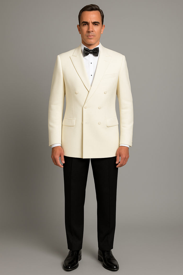Ivory Double Breasted Tuxedo Dinner Jacket - Cream Dinner Jacket - Off White Tuxedo