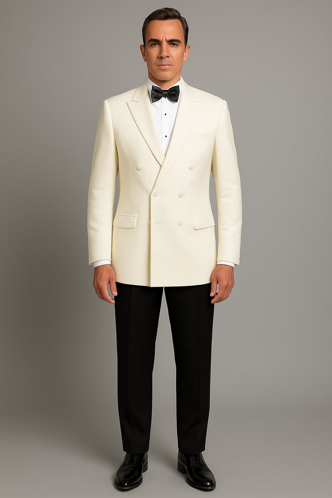 Ivory Double Breasted Tuxedo Dinner Jacket - Cream Dinner Jacket - Off White Tuxedo