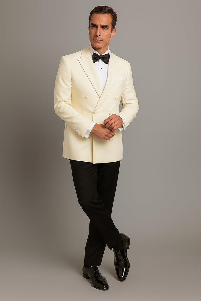 Ivory Double Breasted Tuxedo Dinner Jacket - Cream Dinner Jacket - Off White Tuxedo