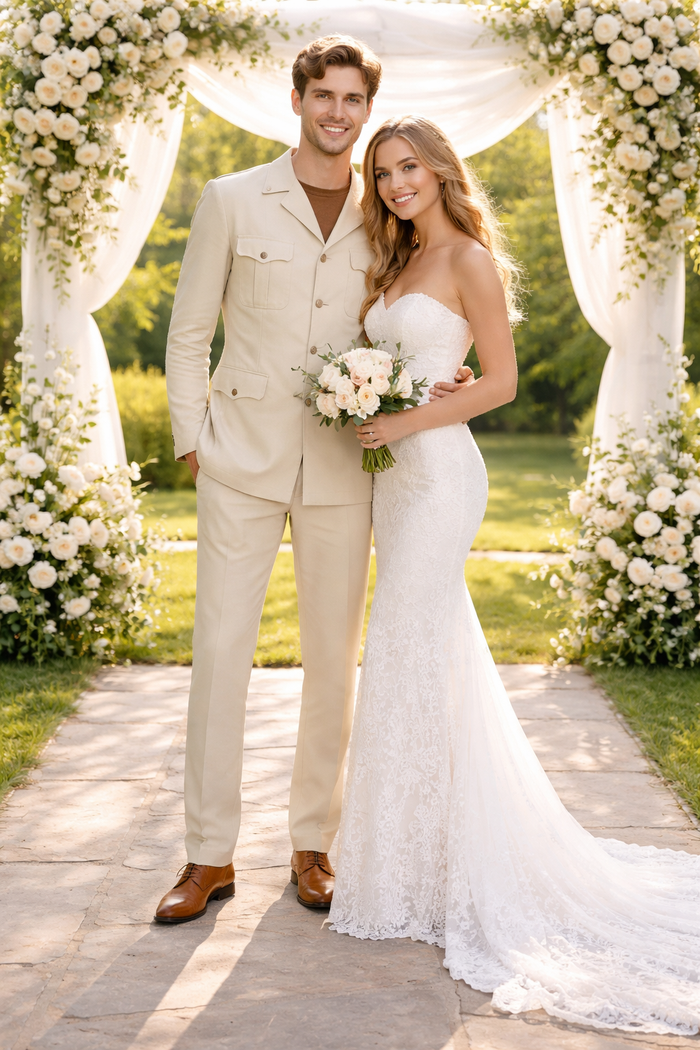 Rossiman Imperial Cream Safari 2-Piece Command Suit