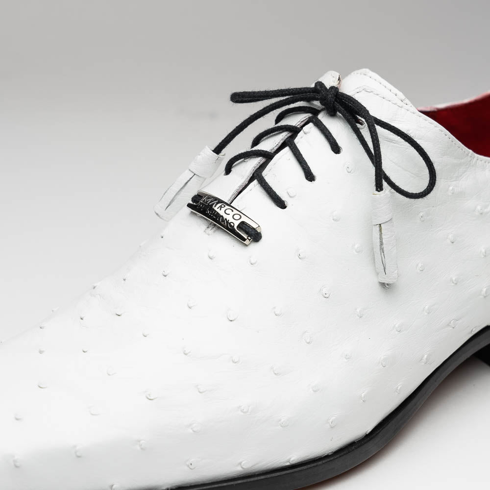Marco Di Milano Criss Ostrich Quill Dress Oxfords White
