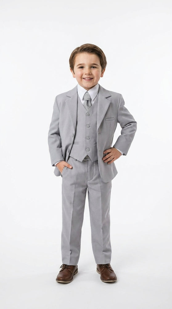 Dad and Son Suit – Father and Son Matching Light Gray 3-Piece Wedding Suits in Very Light Grey - Silver Ash Color