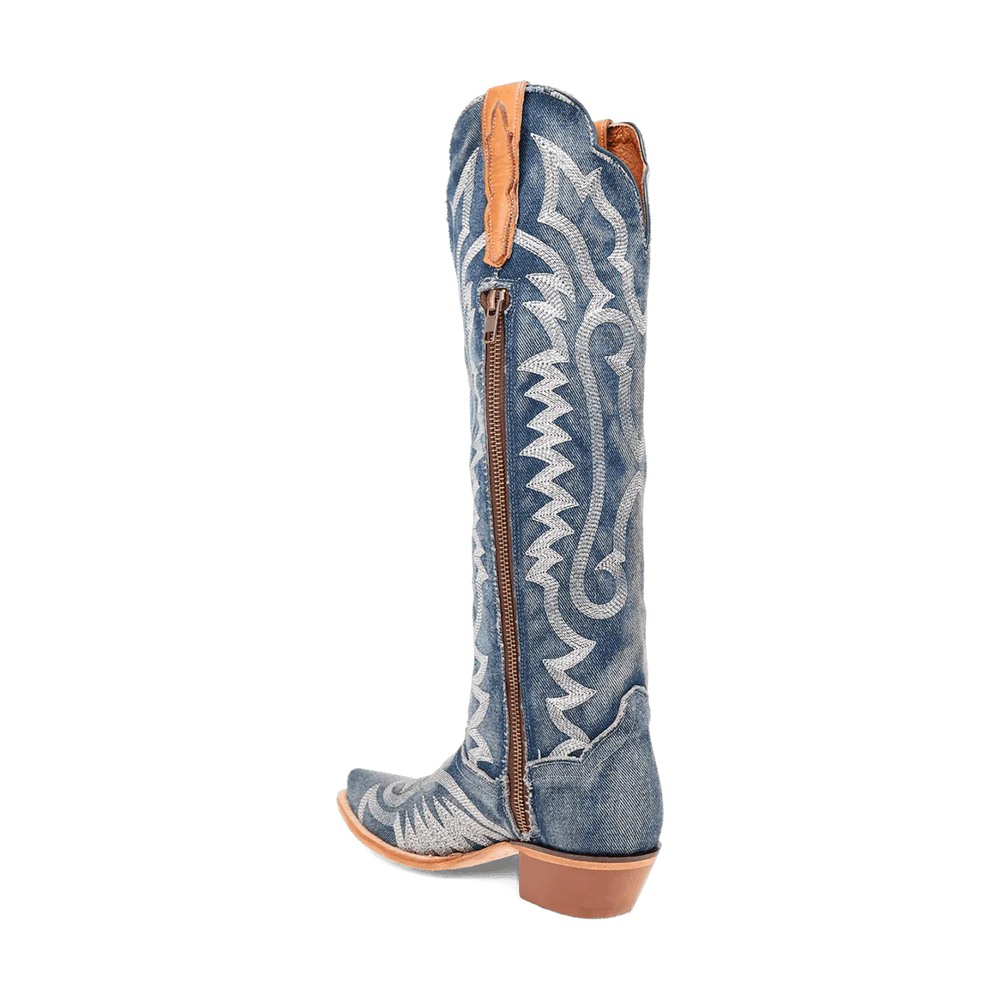 Dan Post Women's Denim Darlin Snip Toe Leather Tall Boots - Blue