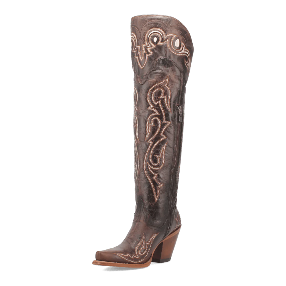 Dan Post Women's Kommotion Snip Toe Leather Tall Boots - Chocolate