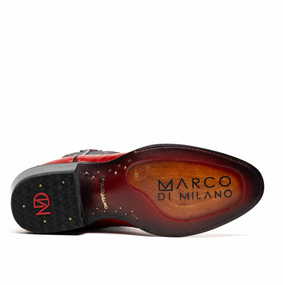 Marco Di Milano Denver Red Ostrich Leg Round Toe Cowboy Boots