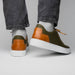 Zelli Diaz Rubberized Calfskin Sneaker in Olive Green