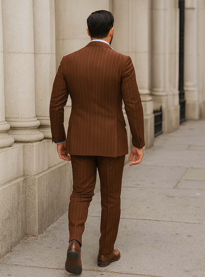 Double Breasted Suit - Maroon Suit - Side Vented - Modern Fit