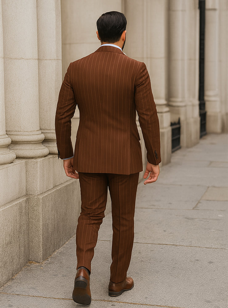 Double Breasted Suit - Maroon Suit - Side Vented - Modern Fit
