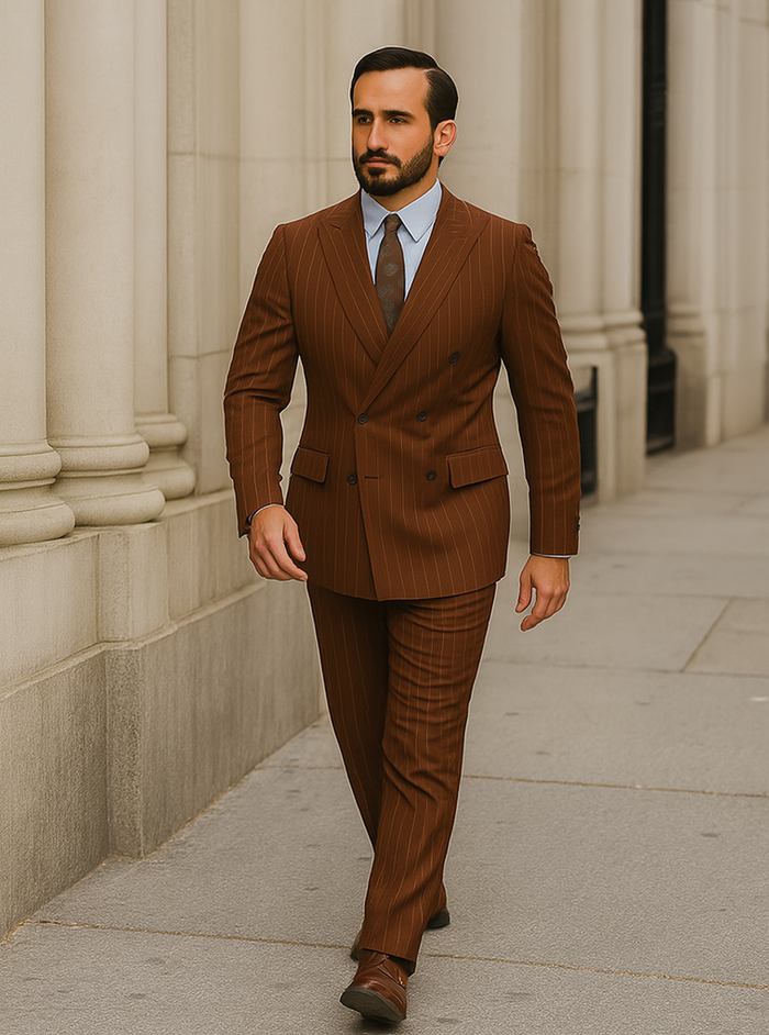 Double Breasted Suit - Maroon Suit - Side Vented - Modern Fit