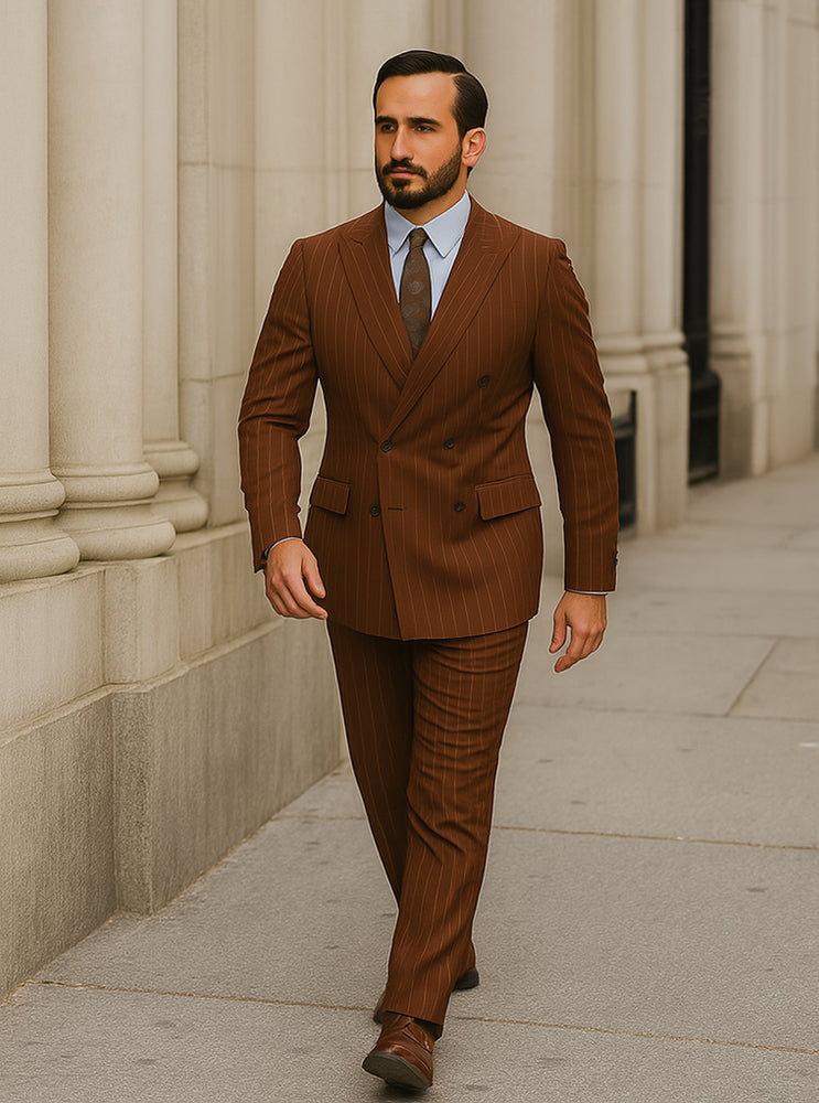 Double Breasted Suit - Maroon Suit - Side Vented - Modern Fit