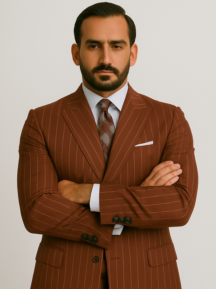 Double Breasted Suit - Maroon Suit - Side Vented - Modern Fit