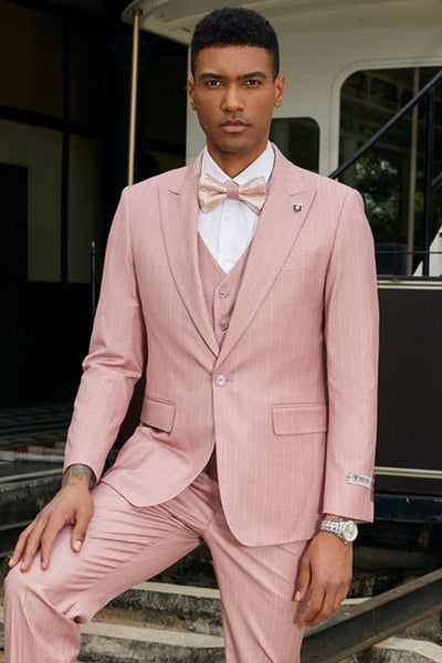 Rose Pinstripe Hybrid Fit Suit by Stacy Adams - Wedding - Prom