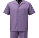 Dreams Mens Lavender Textured Pattern Short Sleeved Resort Set Fino 277-19