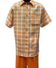 Dreams Men's Orange/Cream Plaid 2 Piece Short Sleeve Coord Set Piazza 282-18