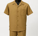 Dreams Mens Sand Tan Textured Pattern Short Sleeved Resort Set Fino 277-33